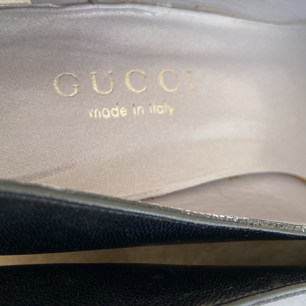 Gucci Leather Square Toe Mid-Heel Pump Shoes Women's Size 8.5 - Picture 4 of 10